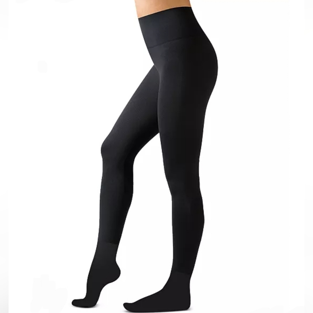 Warner's Cloud 9 Seriously Soft Fleece-lined Footed Tights S M Black New